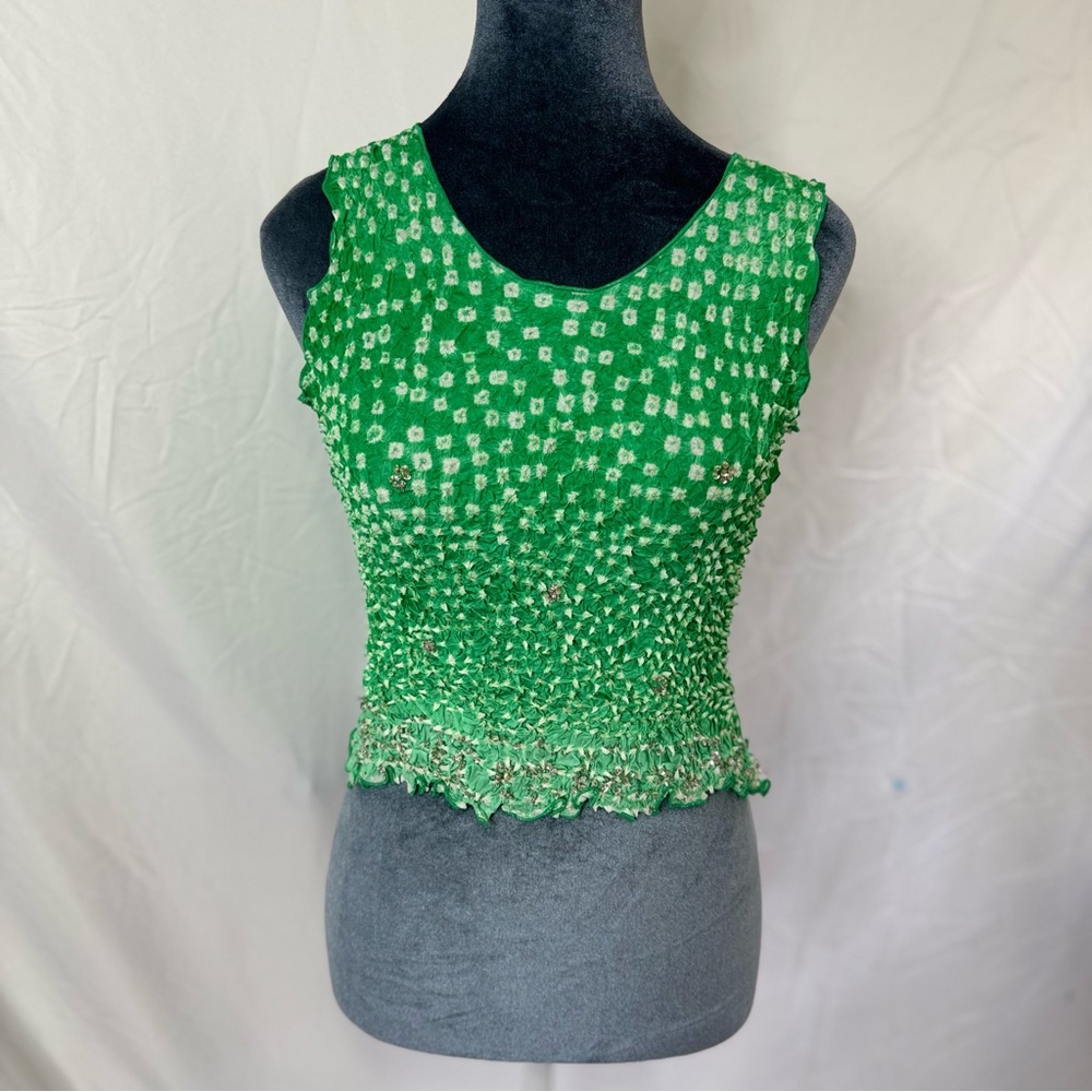 Women’s Green Smocked Tank Top